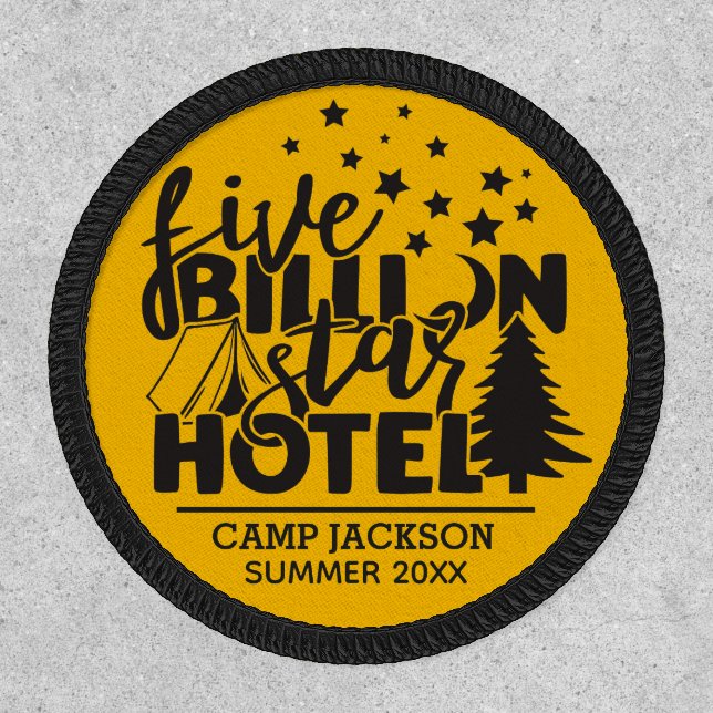 Family camping five billion star hotel patch (Front)