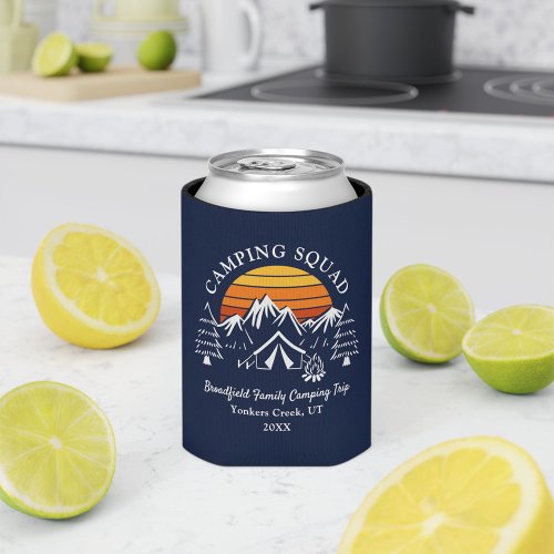 Family Camping Matching Retro Custom Camp Trip Can Cooler