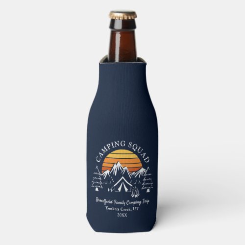 Family Camping Matching Retro Custom Vacation Bottle Cooler