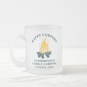 Family Camping Matching RV Trip Happy Campers Mom  Frosted Glass Coffee Mug