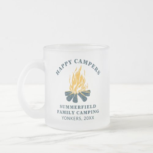 Family Camping Matching RV Trip Happy Campers Mom  Frosted Glass Coffee Mug