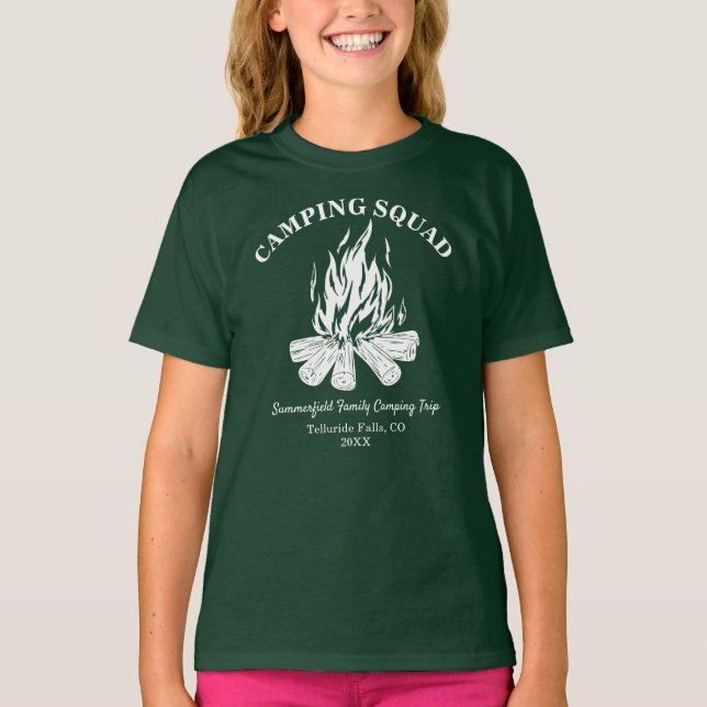 Family Camping Squad Summer Fall Vacation T-Shirt (Front)