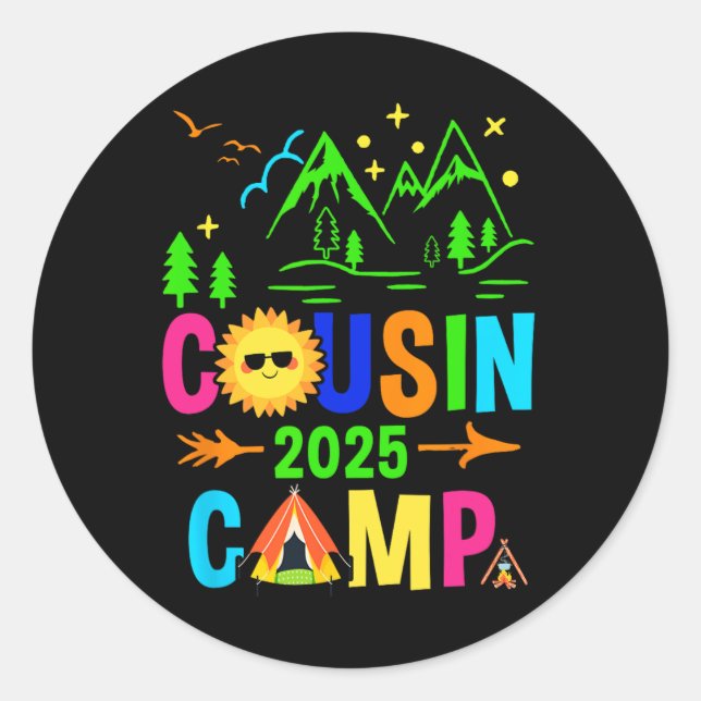 Family Camping Summer Vacation Crew Cousin Camp 20 Classic Round Sticker (Front)