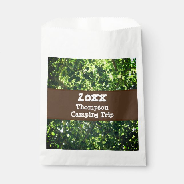 Family Camping Trip Green Leaf Reunion Keepsake Favor Bag (Front)