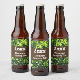 Family Camping Trip Green Summer Reunion Vacation Beer Bottle Label