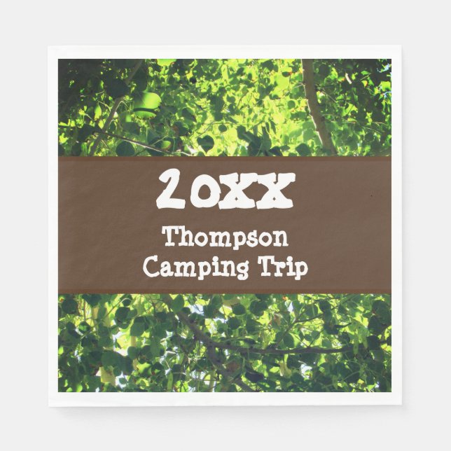 Family Camping Trip Green Summer Reunion Vacation Napkins (Front)