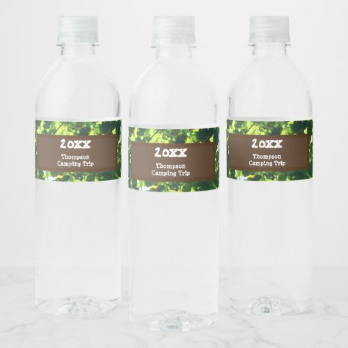 Family Camping Trip Green Summer Reunion Vacation Water Bottle Label