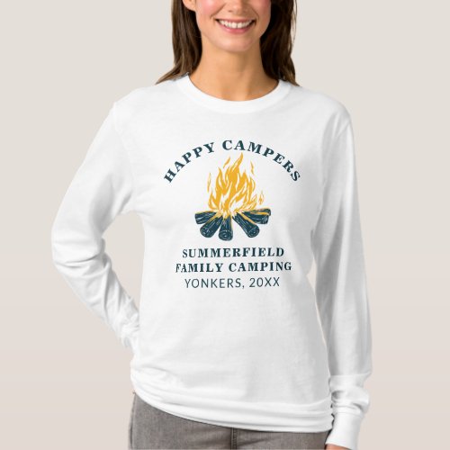 Family Camping Trip Matching Happy Campers Mom T_Shirt