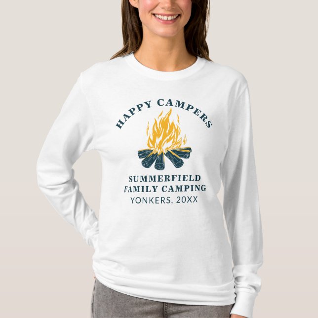 Family Camping Trip Matching Happy Campers Mom T-Shirt (Front)