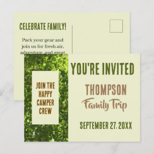 Family Camping Trip Outdoor Reunion You're Invited Postcard