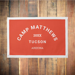 Family Camping Trip White Crest Orange Pennant