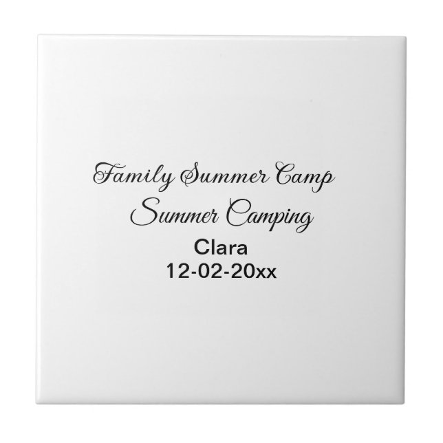 Family camping vacation custom add name dateSummer Ceramic Tile (Front)