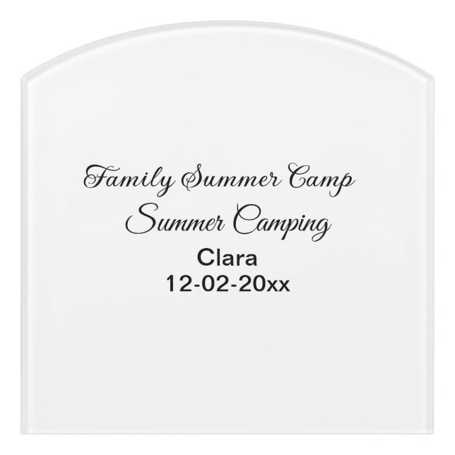 Family camping vacation custom add name dateSummer Door Sign (Contour Front)