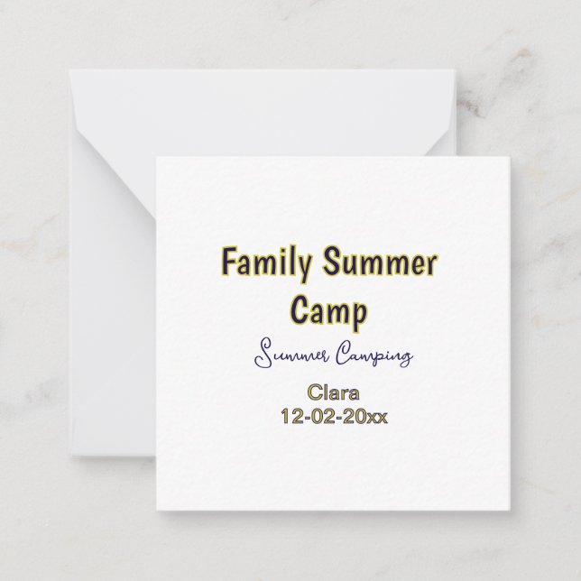 Family camping vacation custom add name dateSummer Note Card (Front)