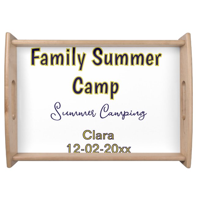 Family camping vacation custom add name dateSummer Serving Tray (Front)