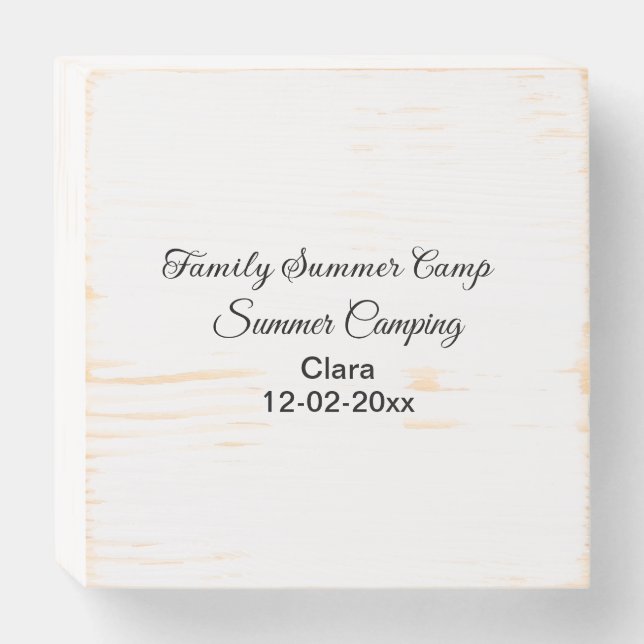 Family camping vacation custom add name dateSummer Wooden Box Sign (Front Horizontal)