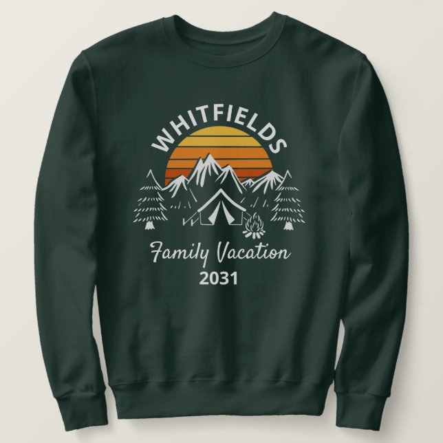Family Camping Vacation Family Name Custom Sweatshirt (Design Front)