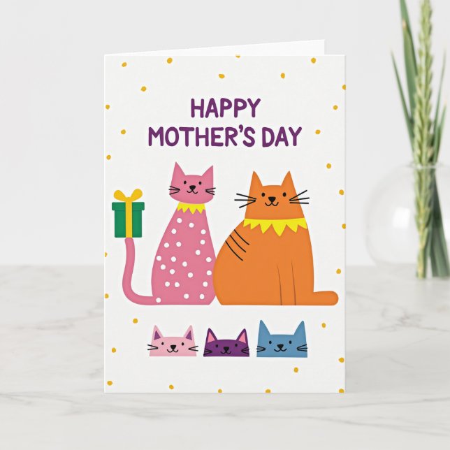 Family Cats Mothers Day Card (Front)