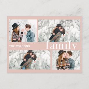 family chic modern multi photo  holiday postcard