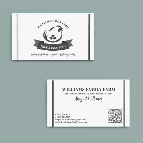 Family Chicken Farm Eggs QR Code Business Card