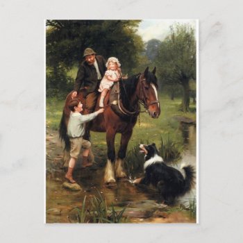 Family Children Collie Dog Horse Boy Girl Postcard by EDDESIGNS at Zazzle