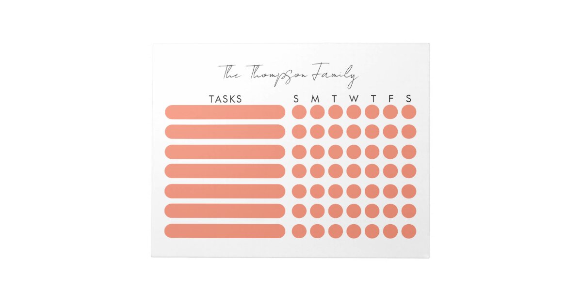 Family Chore Chart Command Center Kids Planner Notepad | Zazzle