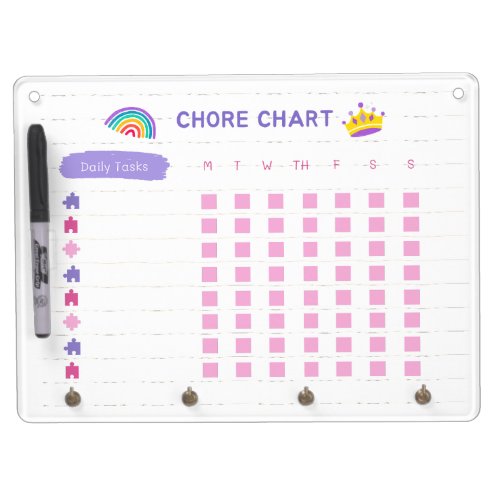 Family Chore Chart Dry Erase Board With Keychain Holder