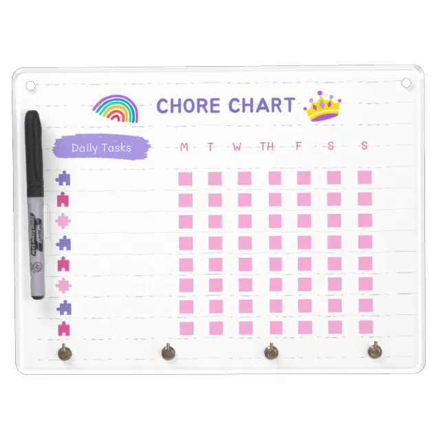 Family Chore Chart Dry Erase Board With Keychain Holder | Zazzle