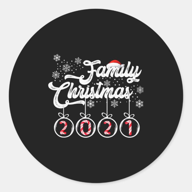 Family Christmas 2021 Funny Cute Christmas Holiday Classic Round Sticker (Front)