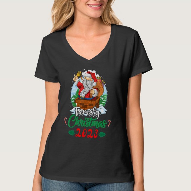 Family Christmas 2023 Matching  Squad Santa Elf  1 T-Shirt (Front)
