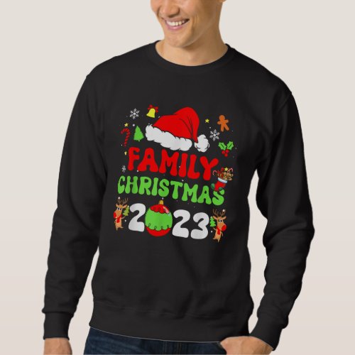 Family Christmas 2023 Santa Hat Crew Pajamas Sweatshirt