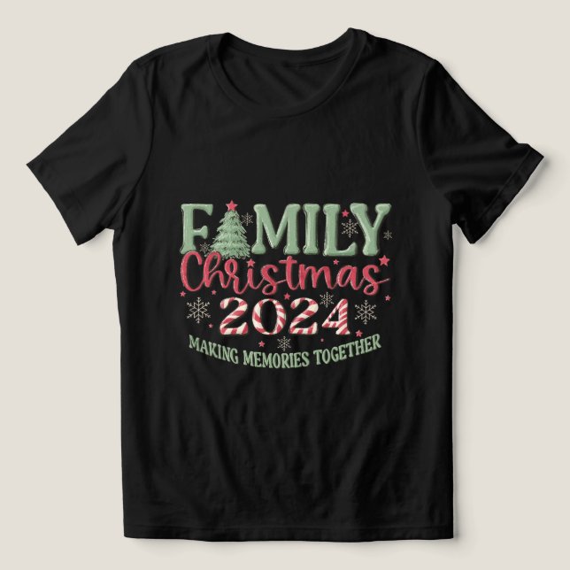 Family Christmas 2024 Black Tri-Blend Shirt (Design Front)