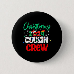 Family Christmas 2024 Cousin Crew Matching Squad S Button