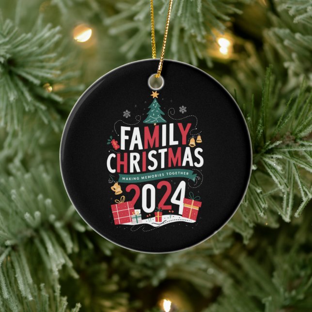 Family Christmas 2024 Making Memories Together Ceramic Ornament (Tree)