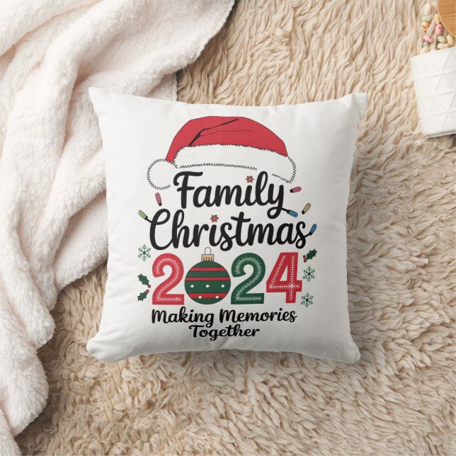 Family Christmas 2024 Making Memories Together Throw Pillow (Blanket)