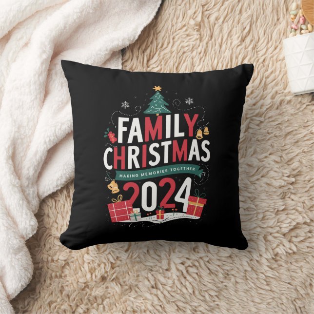 Family Christmas 2024 Making Memories Together Throw Pillow (Blanket)