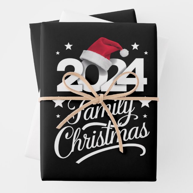 Family Christmas 2024 Matching Pajama Santa Wrapping Paper Sheets (In situ)