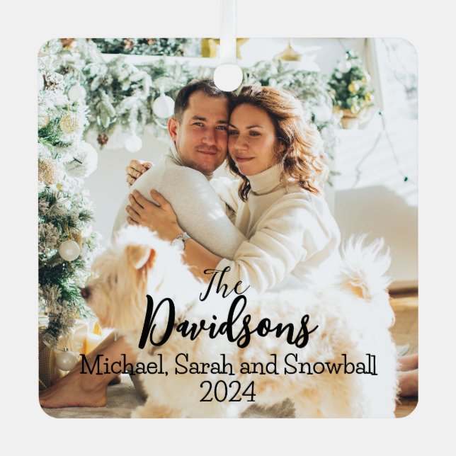 Family Christmas 2024 Photo Metal Ornament (Front)