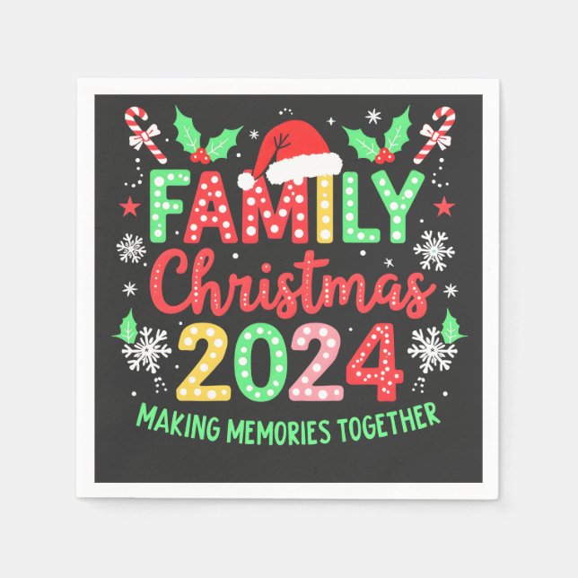 Family Christmas 2024 Xmas Family Matching Outfit  Napkins (Front)