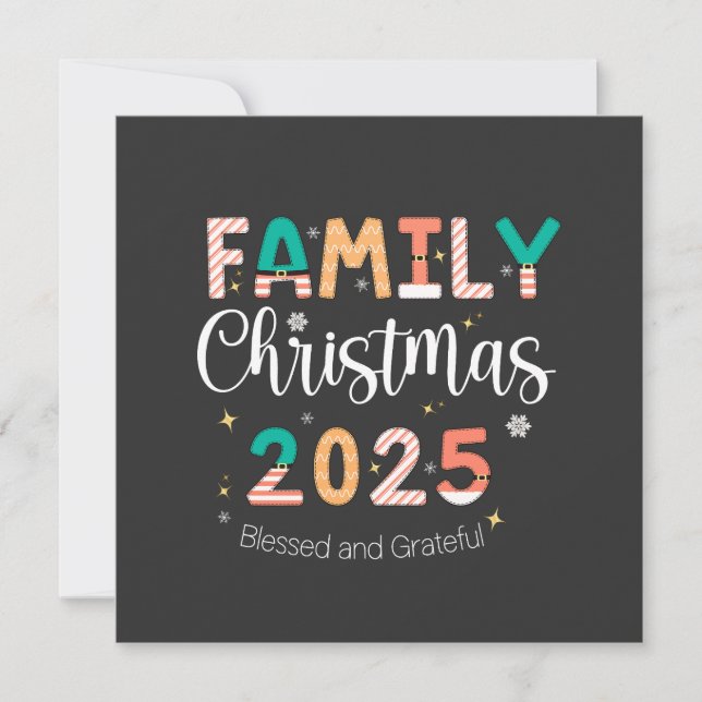 Family Christmas 2025 Blessed and Grateful  Invitation (Front)