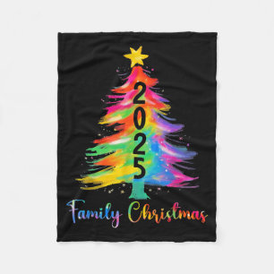 Family Christmas 2025 Color Xmas Tree Matching Fam Fleece Blanket