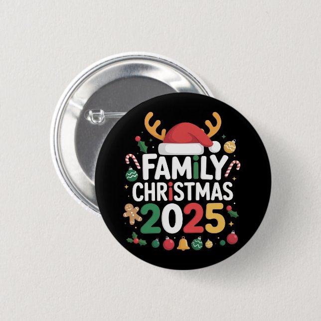 Family Christmas 2025 Crew Group Matching Family  Button (Front & Back)