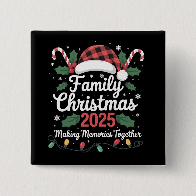 Family Christmas 2025 Crew Group Matching Family  Button (Front)