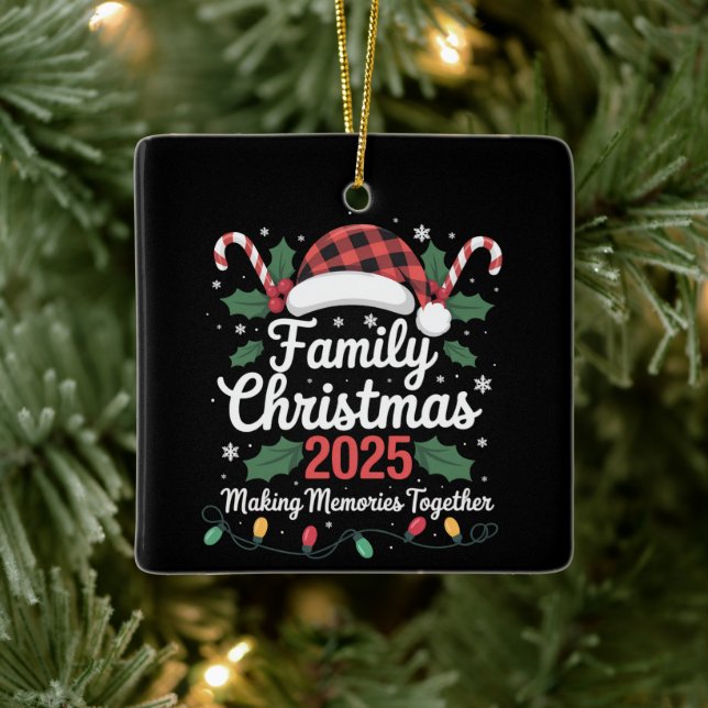 Family Christmas 2025 Crew Group Matching Family  Ceramic Ornament (Tree)
