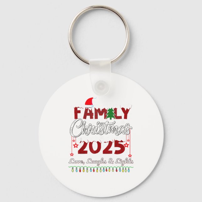 Family Christmas 2025 Love, Laughs And Lights Holi Keychain (Front)