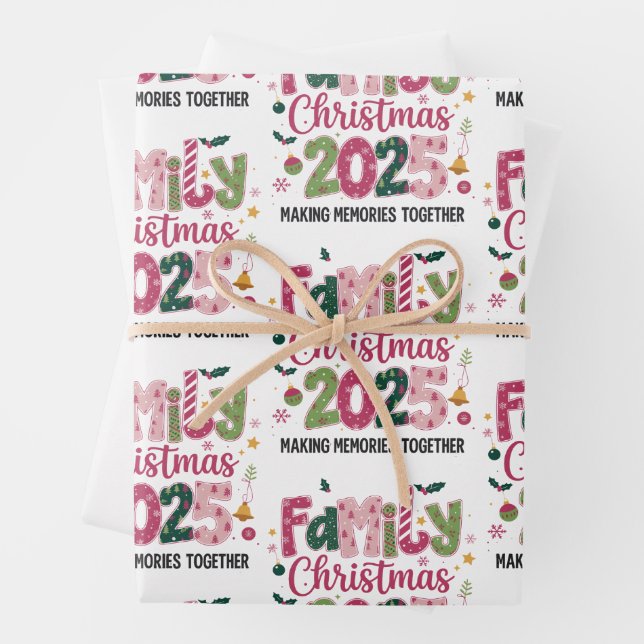 Family Christmas 2025 Making Memories Together  Wrapping Paper Sheets (In situ)