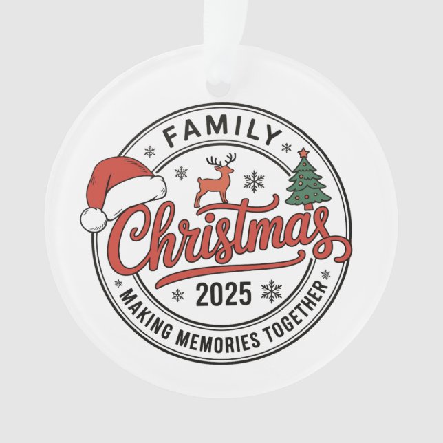 Family Christmas 2025 Matching Holiday Season Ornament (Front)