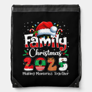 Family Christmas 2025 Matching Outfit Squad Santa Drawstring Bag