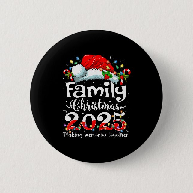 Family Christmas 2025 Matching Squad Santa Elf Fun Button (Front)