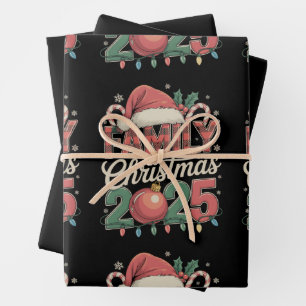 Family Christmas 2025 Matching Xmas Holiday Wrapping Paper Sheets
